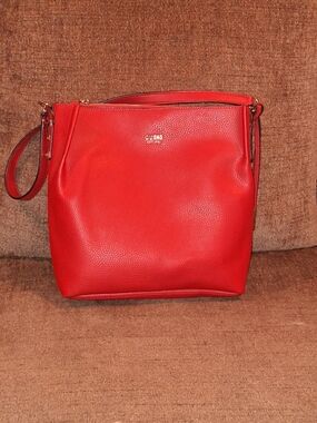 GUESS Red Pebbled Leather Crossbody Bag